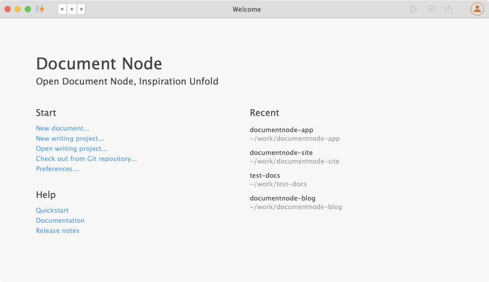 Document Node Welcome Page